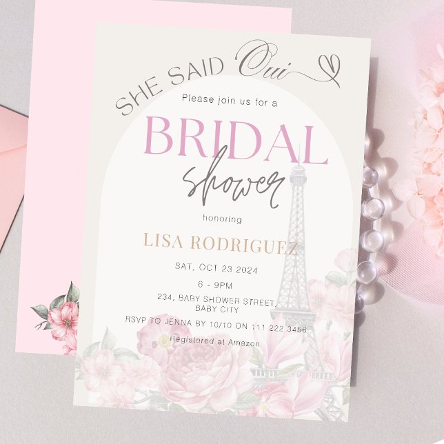 Paris She Said Oui France Bridal Shower  Invitation (She Said Oui Paris France Bridal Shower Invitation)