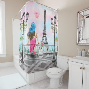 Paris Shower Curtain with Eiffel Tower