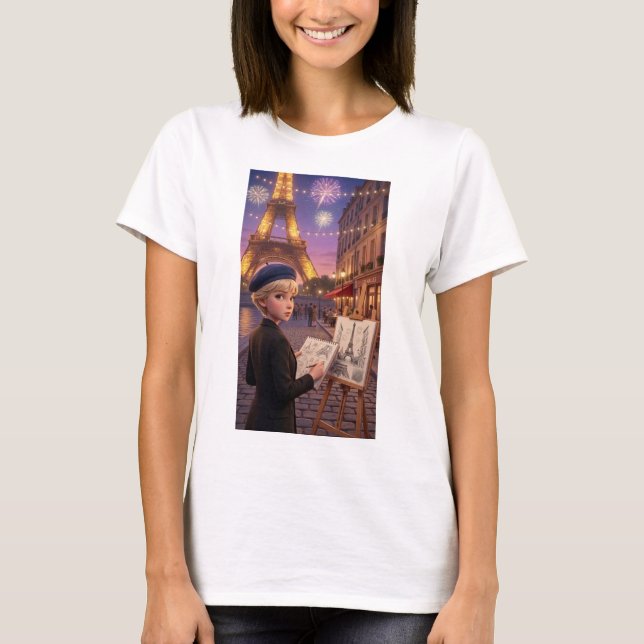 Paris Sketchbook Fireworks Night T-Shirt (Front)