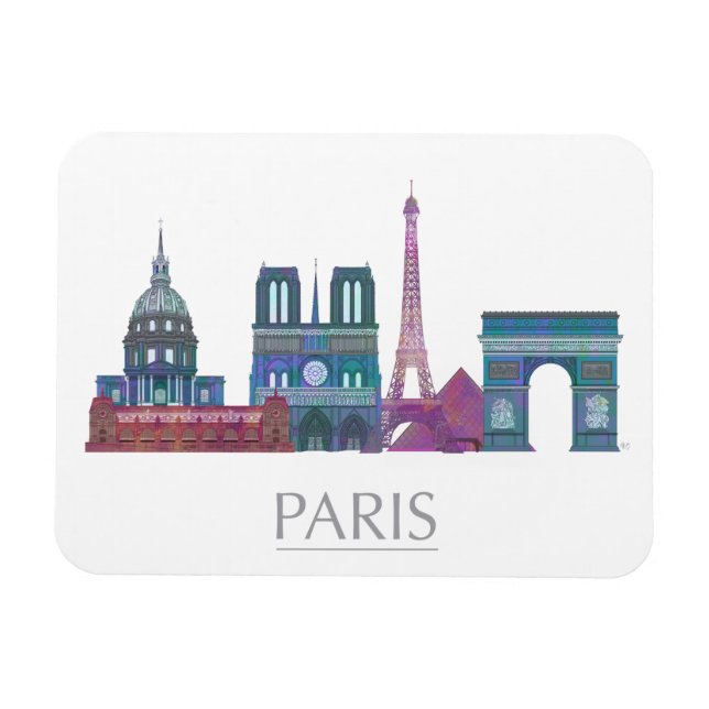 Paris Skyline Coloured Buildings Magnet (Horizontal)