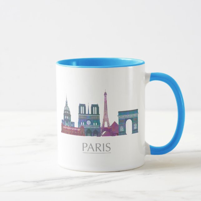 Paris Skyline Coloured Buildings Mug (Right)