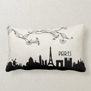 paris skyline deco lumbar cushion