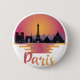 Paris Skyline - France Travel 6 Cm Round Badge