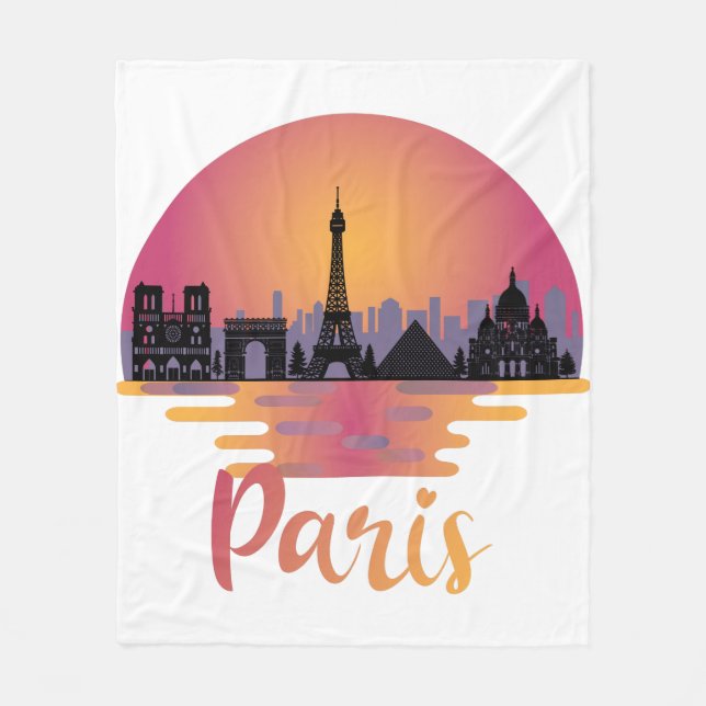 Paris Skyline - France Travel Fleece Blanket (Front)