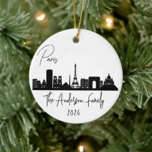 Paris Skyline Ornament, Paris Ceramic Tree Decoration