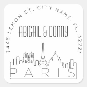 Paris Skyline   Pre-Addressed Envelope Seal