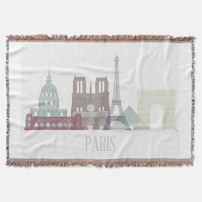 Paris Skyline Throw Blanket (Front)