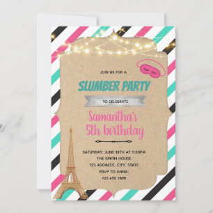 Paris slumber party invitation