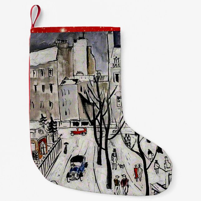 Paris Snow Scene, 1926 Small Christmas Stocking (Front)