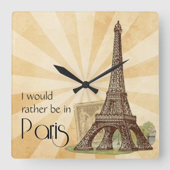 Paris Square Wall Clock (Front)