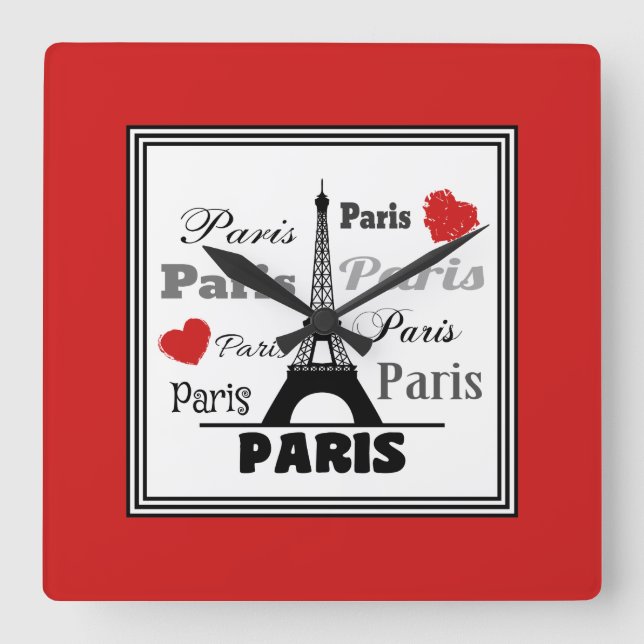 Paris Square Wall Clock (Front)