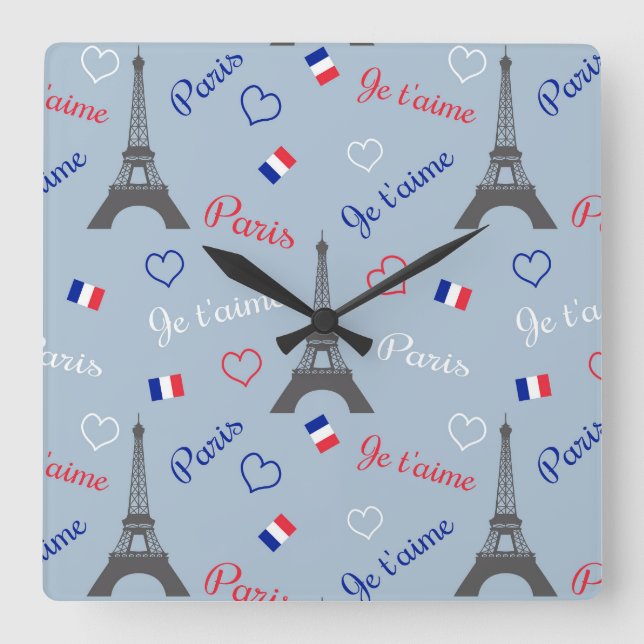 Paris Square Wall Clock (Front)