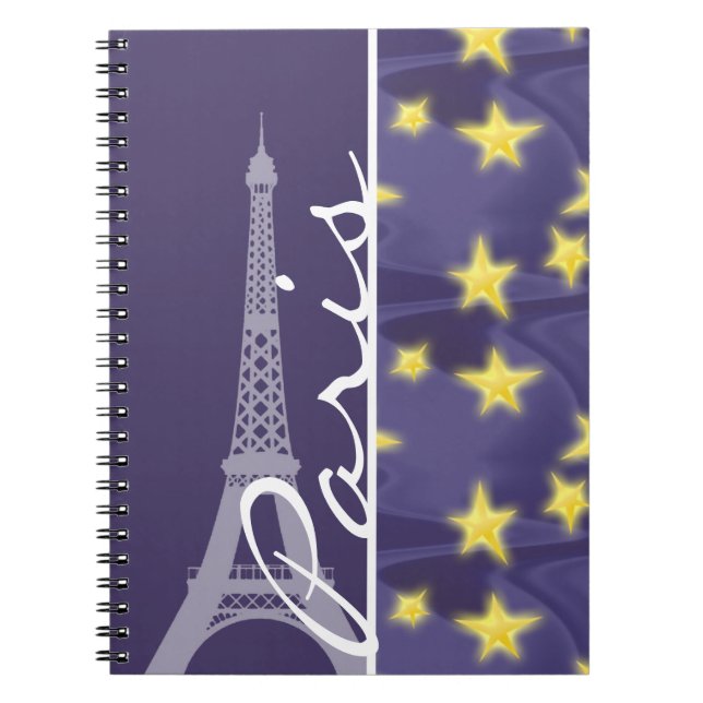 Paris Starry Night; Eiffel Tower Spiral Notebook (Front)