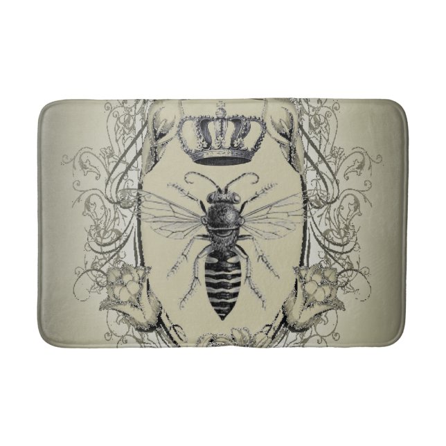 paris steampunk beekeeper french bee queen crown bath mat (Front)