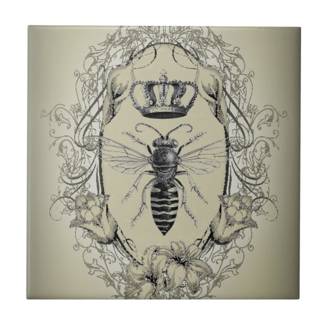 paris steampunk beekeeper french bee queen crown tile (Front)