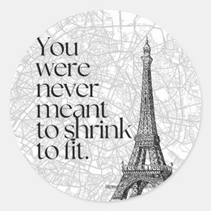 Paris Street Map & Eiffel Tower Quote Wall Art Classic Round Sticker