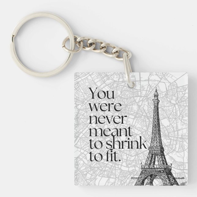 Paris Street Map & Eiffel Tower Quote Wall Art Key Ring (Front)