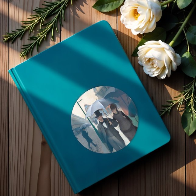 Paris Street; Rainy Day by G. Caillebotte, Art Classic Round Sticker (Creator Uploaded)