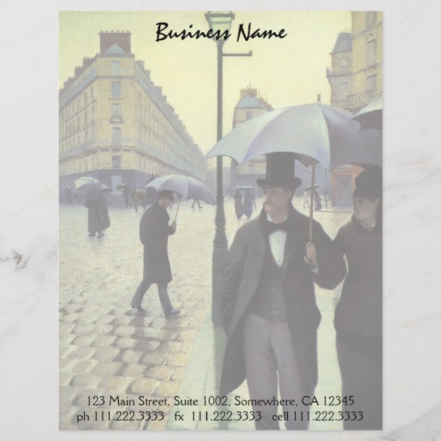 Paris Street Rainy Day by Gustave Caillebotte Customized Letterhead (Front)