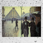 Paris Street Rainy Day by Gustave Caillebotte Jigsaw Puzzle<br><div class="desc">Paris Street, Rainy Day (aka Paris: A Rainy Day) (1877) by Gustave Caillebotte is a vintage impressionism fine art urban cityscape painting. A cobblestone street intersection near the Gare Saint-Lazare, a railroad train station in north Paris, France. People are walking in the rain holding umbrellas in the city. About the...</div>