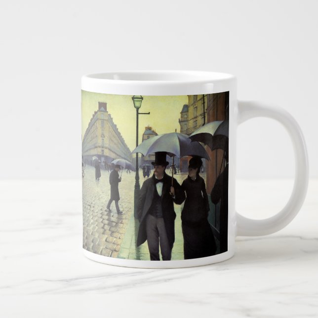 Paris Street Rainy Day by Gustave Caillebotte Large Coffee Mug (Right)