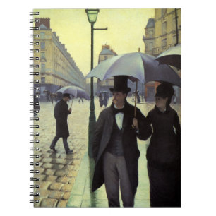 Paris Street Rainy Day by Gustave Caillebotte Spiral Notebook