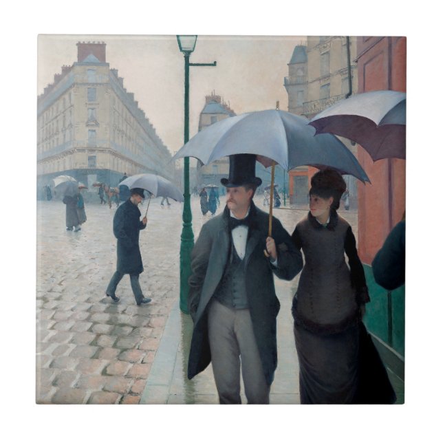 Paris Street Rainy Day by Gustave Caillebotte Tile (Front)