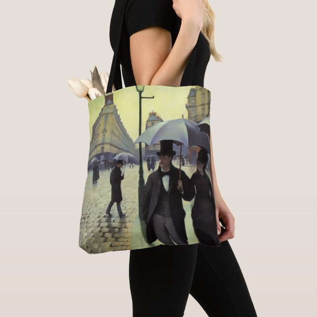 Paris Street Rainy Day by Gustave Caillebotte Tote Bag (Close Up)