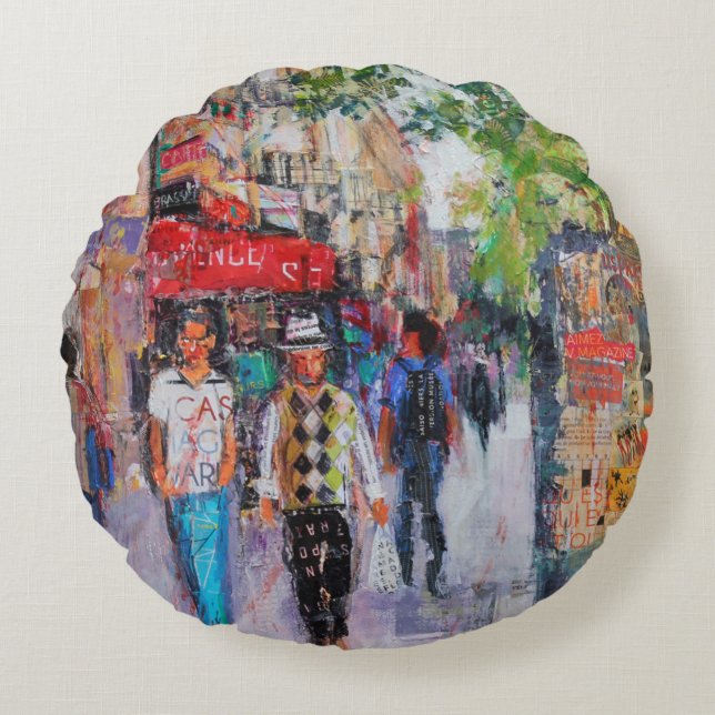 Paris Street Round Cushion (Front)