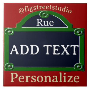 Paris Street Sign, add text, Tile