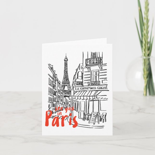 Paris Street Sketch Art  Card (Front)