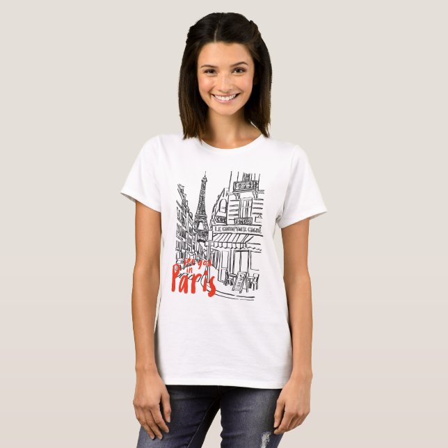 Paris Street Sketch Art  T-Shirt (Front Full)
