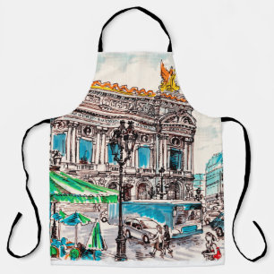Paris street view of the theatre Wicked cafe pede Apron