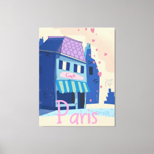 Paris Street vintage cartoon Canvas Print