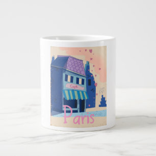 Paris Street vintage cartoon Large Coffee Mug