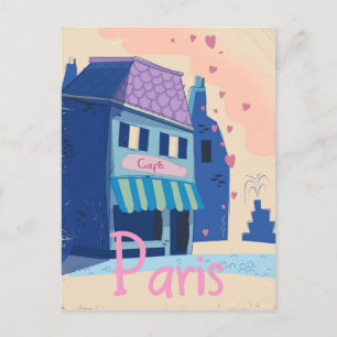 Paris Street vintage cartoon Postcard