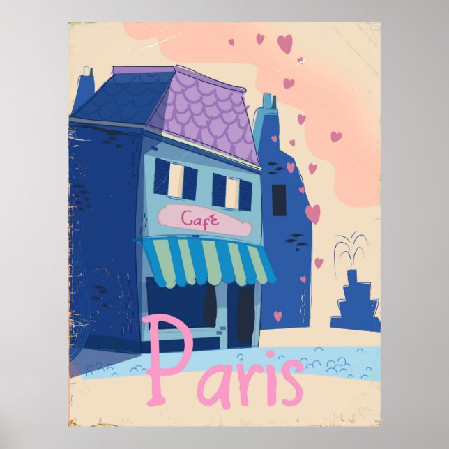 Paris Street vintage cartoon Poster (Front)