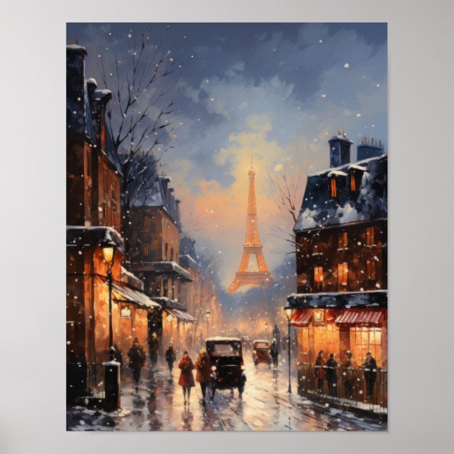 Paris Street Winter Scene Poster (Front)