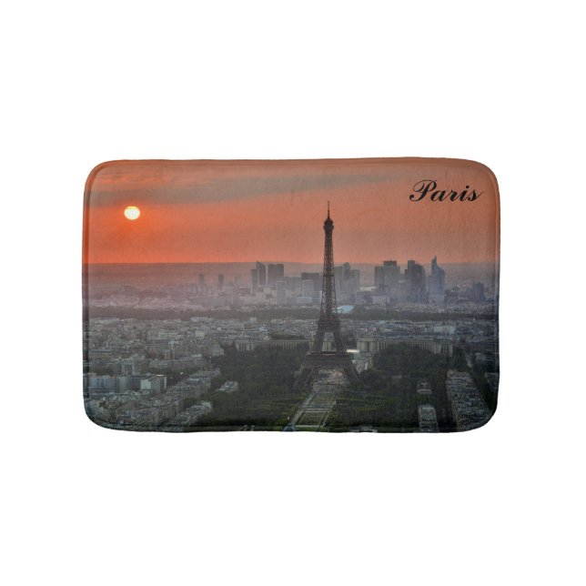 Paris Sunset Eiffel Tower France Photo Bath Mat (Front)