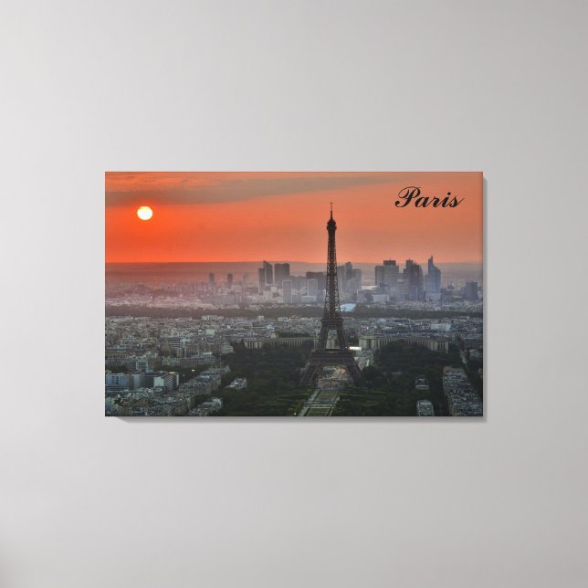 Paris Sunset Eiffel Tower France Photo Canvas Print (Front)