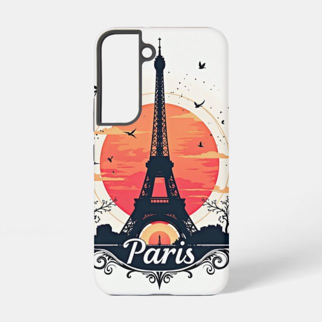 Paris Sunset Silhouette Samsung Galaxy S22 Case (Back)
