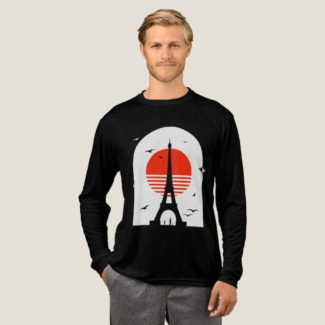 Paris Sunset Silhouette Tri-Blend Shirt (Full Front)