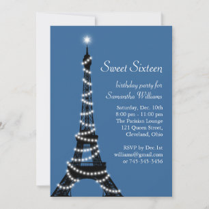 Paris Sweet 16 Invitation in blue