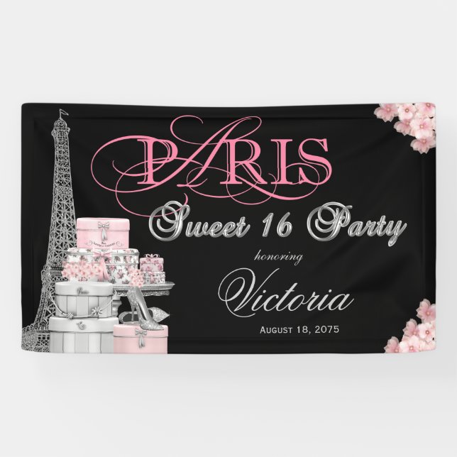 Paris Sweet 16 Party Banner (Horizontal)