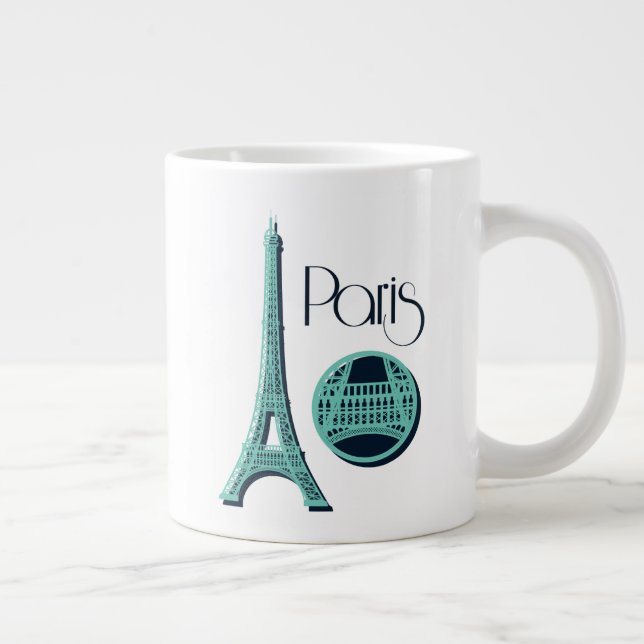 Paris Teal Large Coffee Mug (Right)