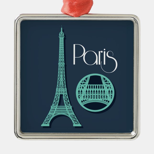 Paris Teal Metal Tree Decoration (Front)
