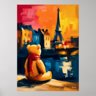 Paris Teddy Fauvist Eiffel Tower Sunset Print