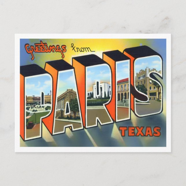 Paris, Texas Vintage Big Letters Postcard (Front)