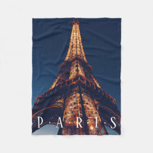 Paris, The Eiffel Tower At Night Fleece Blanket
