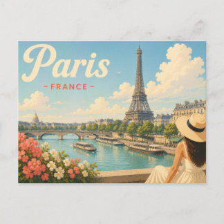 Paris - The Lady in the Hat Travel Postcard 